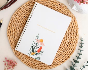 Joyful Journey Summer Spiral Notebook – Floral Journal with Gold Foil Quote, Cute Stationery for Writing, Gratitude, Daily & Bible Notes