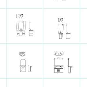 Bathroom CAD Blocks | Toilet, Sink, Bathtub & Shower 2D DWG Files for AutoCAD | Digital Download for Architecture Interior Design
