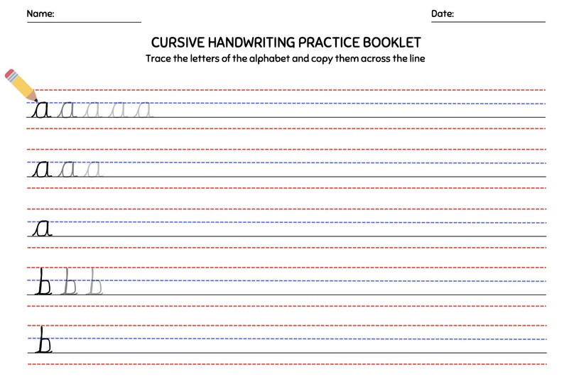 Cursive Handwriting Practice Worksheets: Alphabet & Word Tracing ...