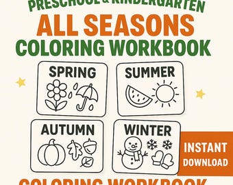 Libro para colorear de las estaciones: Actividad para preescolar y jardín de infancia (PDF imprimible)