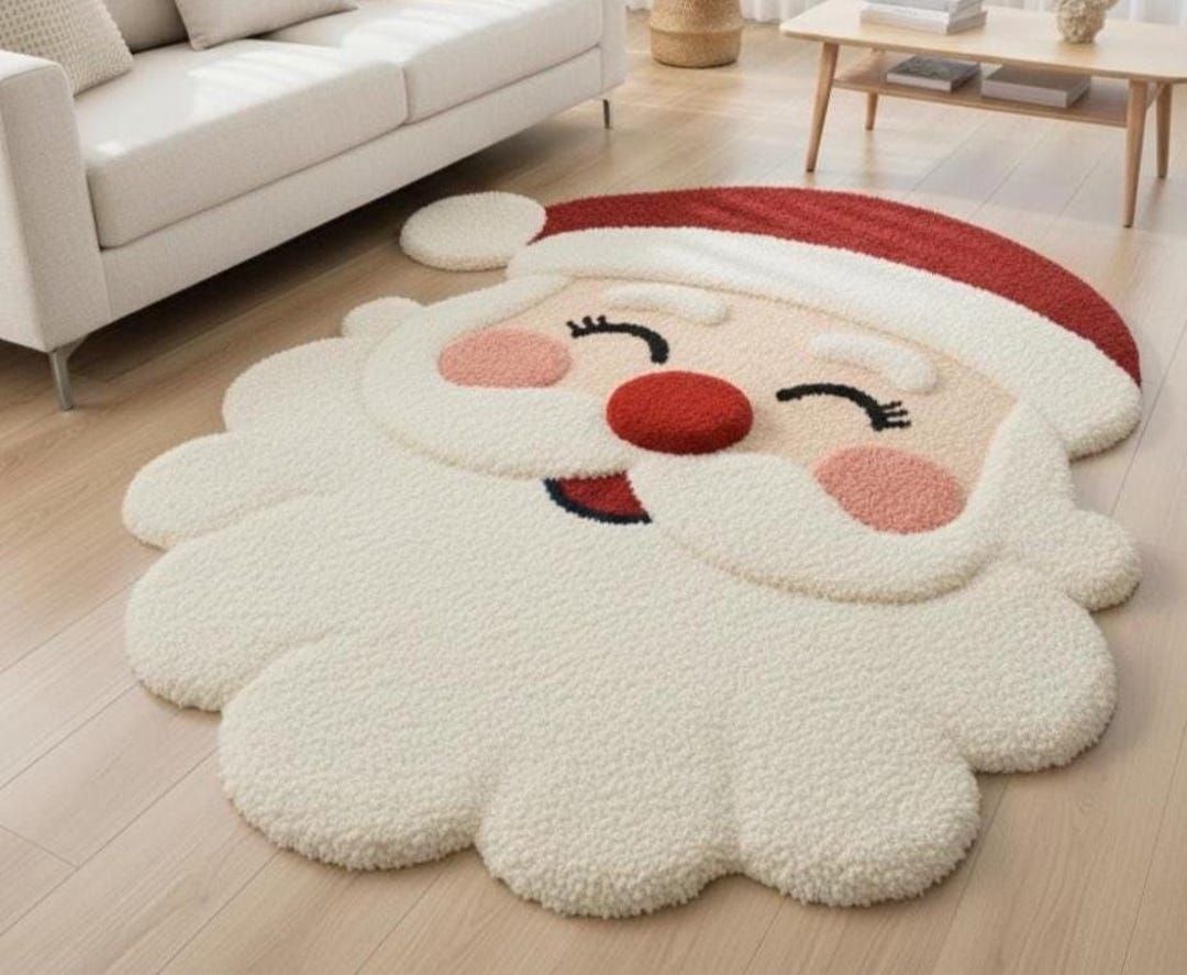 Hand Tufted Santa Rug – 3D Christmas Holiday Decor - Etsy