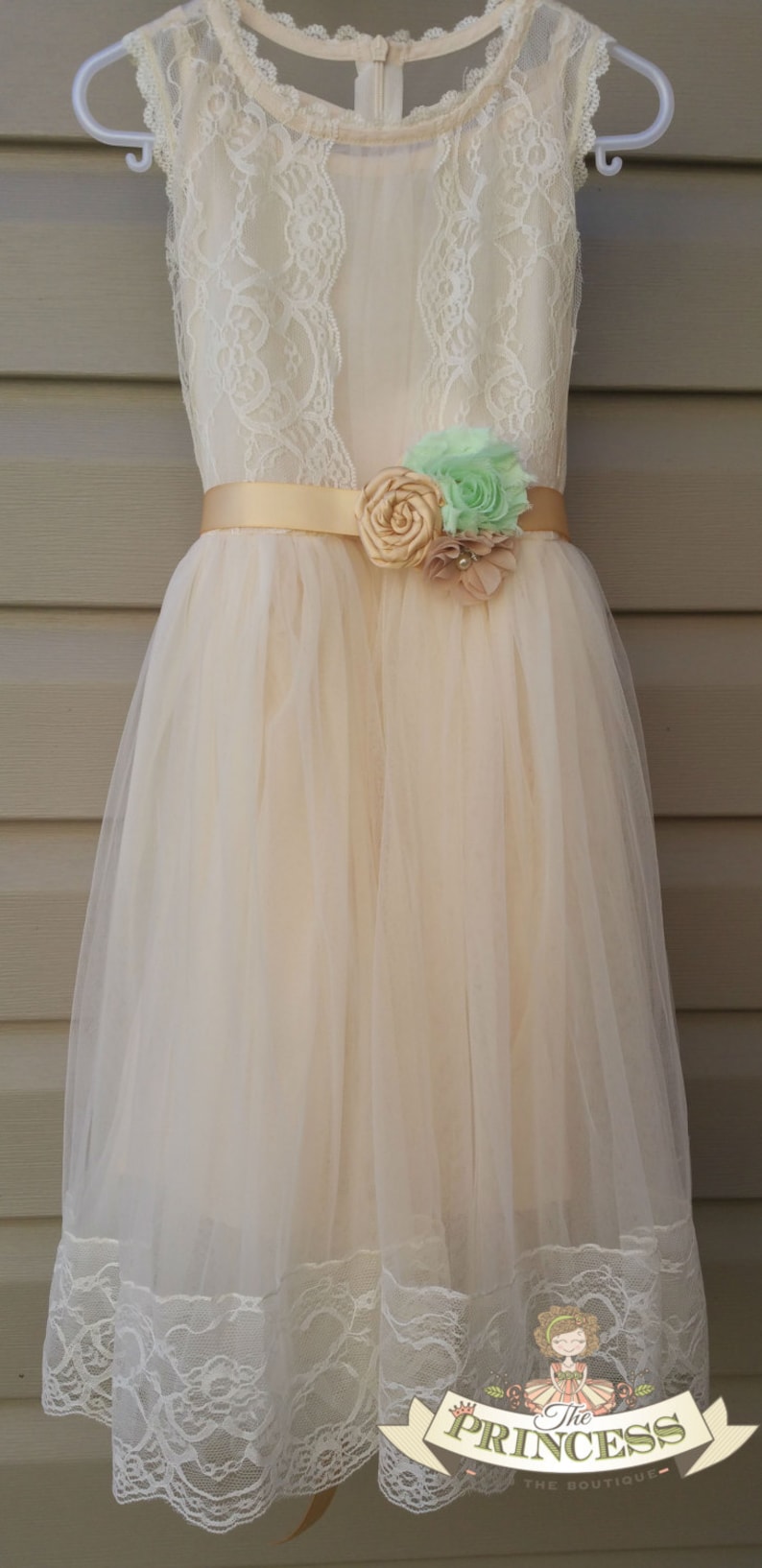 Champagne Vintage Flower Girl Dress