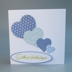 Biglietto di auguri svedese Happy Birthday Grattis På Födelsedagen blu vuoto