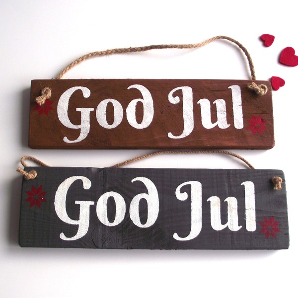 God Jul Reclaimed Wood Hanging Sign