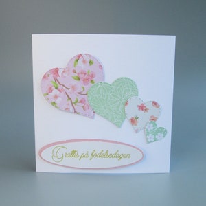 Biglietto d'auguri rosa vuoto svedese Happy Birthday Grattis På Födelsedagen