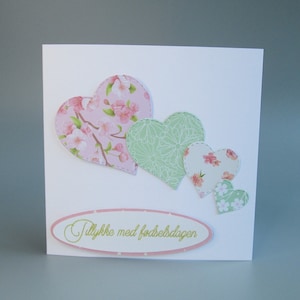 Biglietto d'auguri rosa vuoto danese di buon compleanno Tillykke Med Fødselsdagen