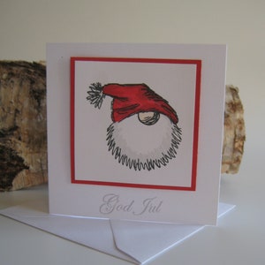 Scandinavian Gnome God Jul Christmas Greeting Card