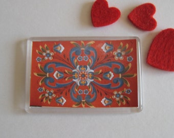 Rosemaling Scandinavian Art Fridge Magnet - Norwegian Rose Mal