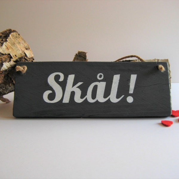 Grey Skål Norwegian Reclaimed Wooden Hanging Sign