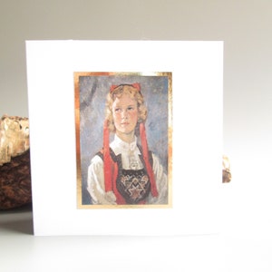 Donna in costume norvegese / Biglietto d'auguri vuoto Bunad