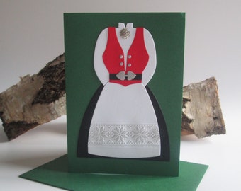 Norwegian Bunad Hardanger National Costume Greeting Card