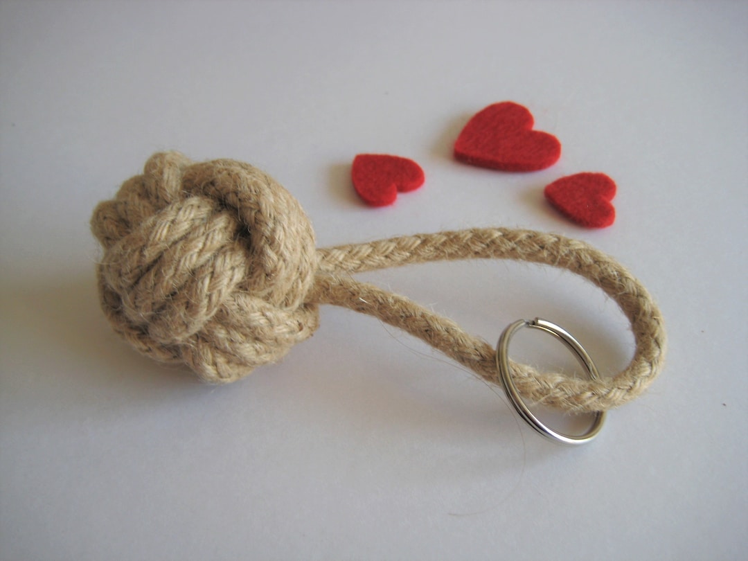 Nautical Monkey's Fist Knot Keychain: Hessian Jute Rope Key Fob - Etsy