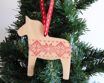 Scandinavian Dala Horse Christmas Tree Hanging Decoration