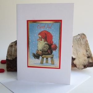 Carte de voeux scandinave Gnome God Jul Noël