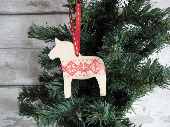 Scandinavian Dala Horse Christmas Tree Hanging Decoration Etsy