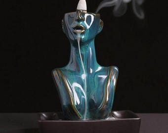 Creative Ceramic Beauty Statue Backflow Incense Burner Home Decoration