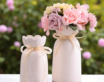 花瓶・フラワースタンド vintage * Portugal ribbon flower vase Bow Ceramic Vase - Playful Ribbon Flower Holder - Etsy