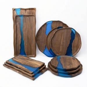 Epoxy Resin Wood Serving Platter and Tray: Decorative Wooden Platter for Housewarming Gift