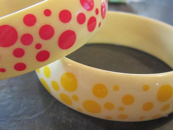 two polka dot braclets vintage bangle bracelets a… - image 2