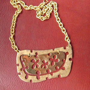 huge vintage statement necklace brass mod necklace 4 1/4&quot; by 2 1/2&quot;