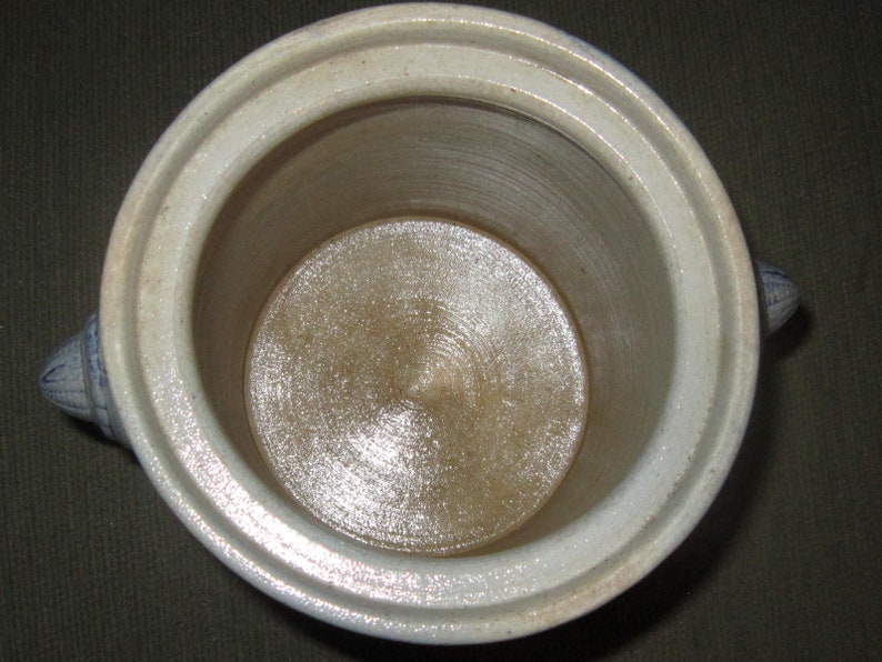 german salt glazed covered jar tobacco large cobalt blue jar
