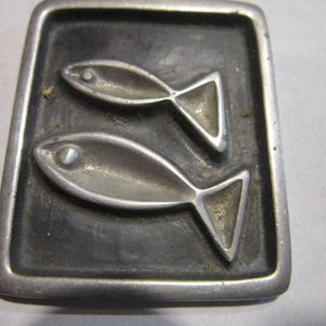 swedish pewter necklace signed tenn 2 fish 2&quot; by 1 1/2&quot;