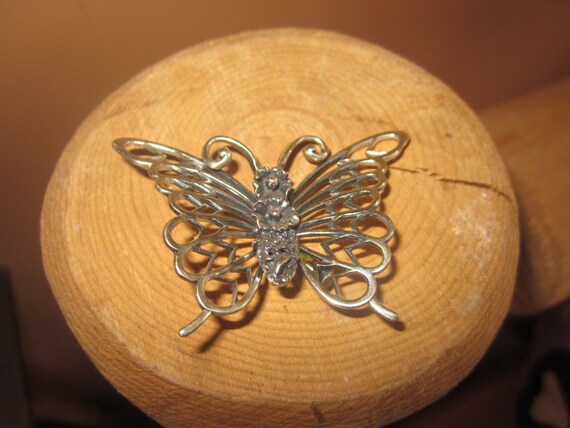 beau sterling butterfly pin, booch, large bea pin - image 2