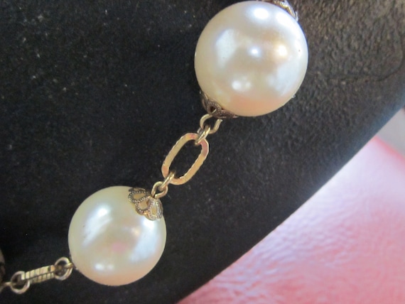 string of large pearls on link chain 20" total le… - image 2