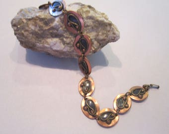reduced  Rare CHENET copper brass necklace modernistic gorgeous signed