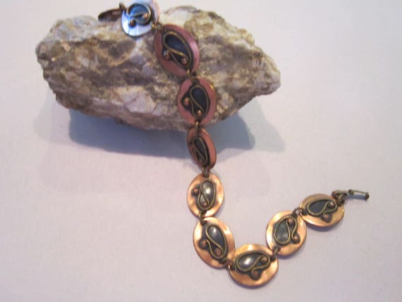 reduced  Rare CHENET copper brass necklace modern… - image 1