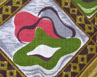 vintage barkcloth table runner 52" by 18" wide gorgeous colors mid century