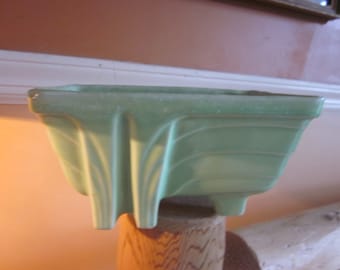 vintage mint green planter, deco  planter, pottery planter.  planter