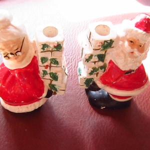 vintage mr & mrs santa candle holders christmas decor