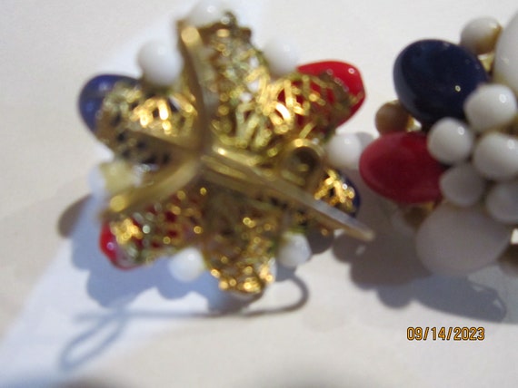 red white blue miriam haskell pierced earrings vi… - image 3