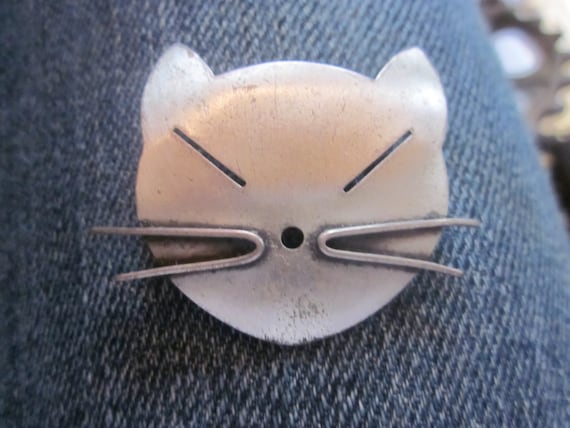 Sterling Beau Cat Pin Beau Sterling Brooch Etsy Canada