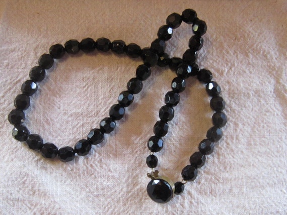 vintage black glass beads germany glass beaded necklace