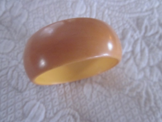vtg butterscotch bakelite bracelet,,very wide bak… - image 1