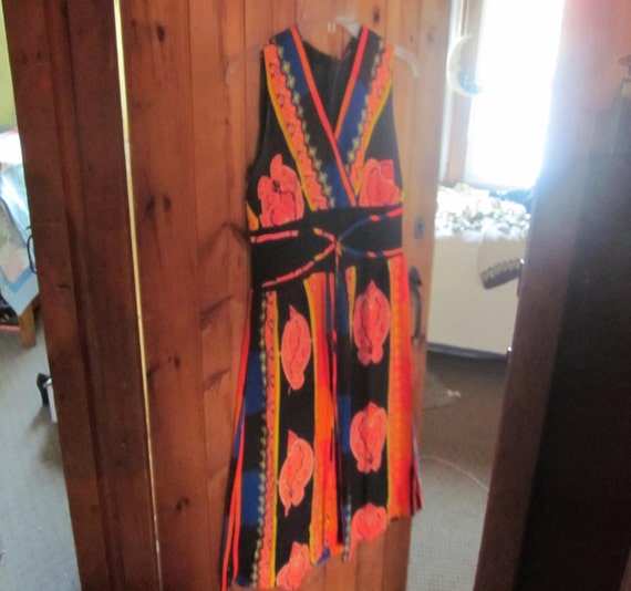 vtg carol craig dress, sleeveless v neck, funky an