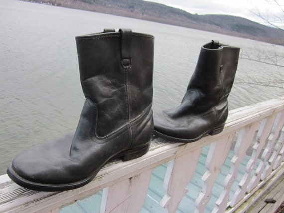 mason western boots, mens boots, blk leather, 12"