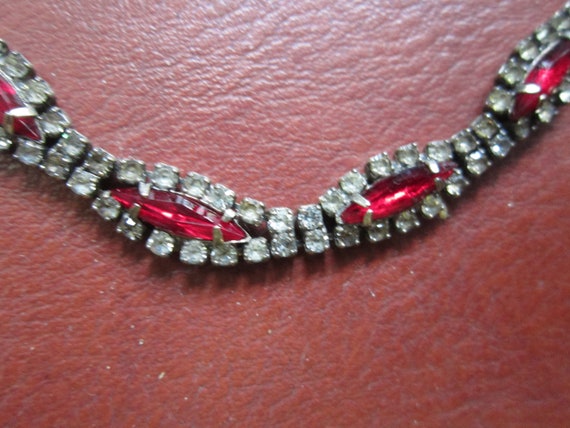 rhinestone necklace ruby red stones with clear rh… - image 2