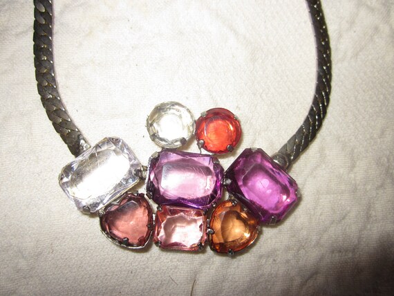 colored stone necklace, choker, prong set stones,… - image 2