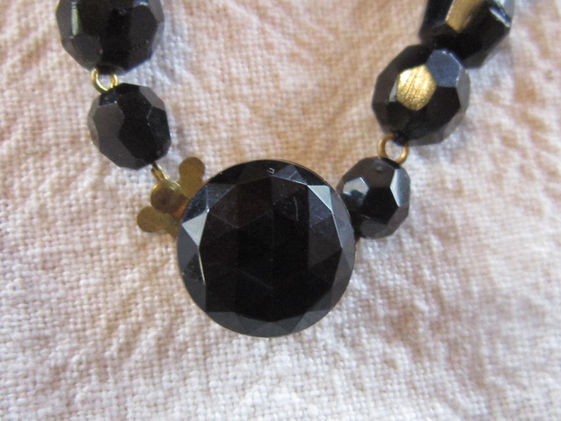 vintage black glass beads germany glass beaded necklace image 2