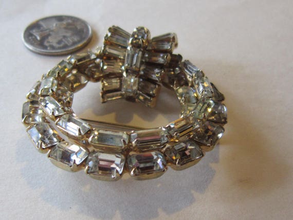 amazing baguette cut rhinestone brooch large and … - image 2