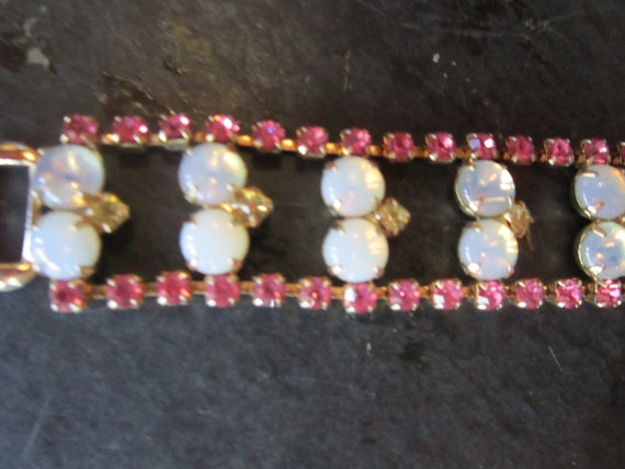 vintage rhinestone bracelet pink lime and opalesc… - image 1