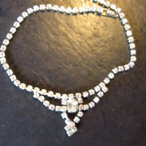 beautiful rhinestone necklace large center stone bridal necklace 7 1/2&quot; drop