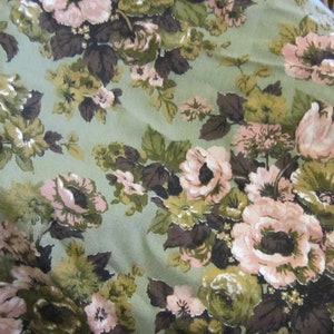 barkcloth yardage vintage pink green floral 3 1/2 yards 48&quot; wide gorgeous drapes upholstery