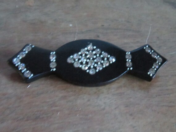 Broche Ancienne En Bakélite Noire - Vintage, Occasion En Excellent état - Bijou Rétro