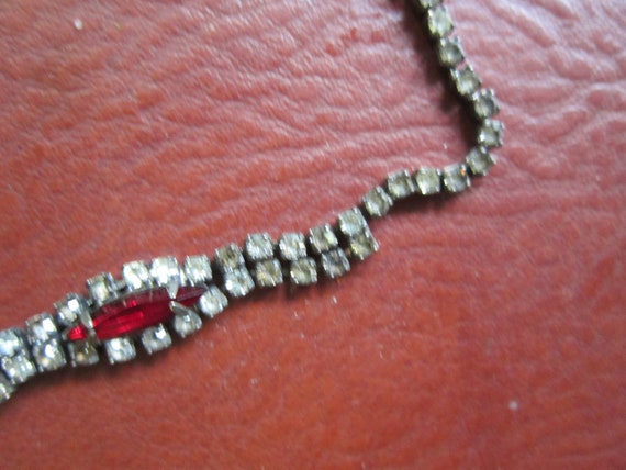 rhinestone necklace ruby red stones with clear rh… - image 3