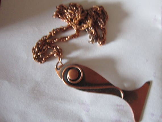 copper fish necklace mid century modern pendants - image 2