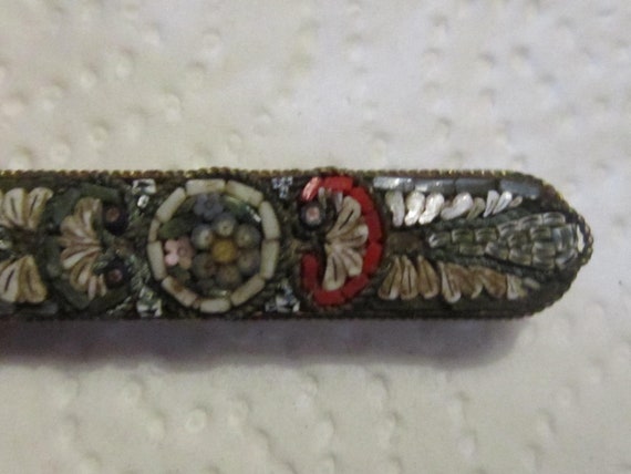 italian mosaic bar pin italy 2" gorgeous vintage mosaic pin brooch